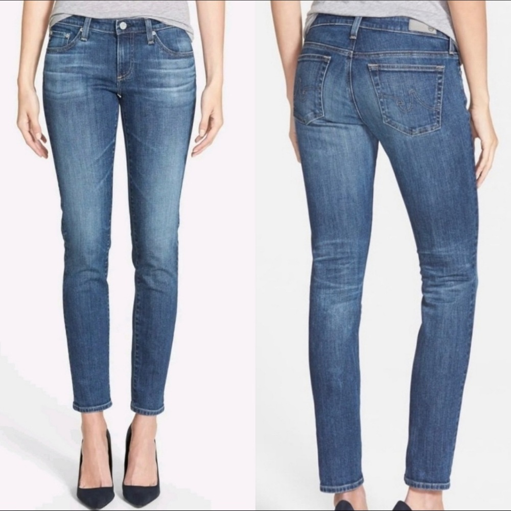 AG Adriano Goldschmied "The Stilt" Cigarette Leg Mid-wash Blue Jean Size 27